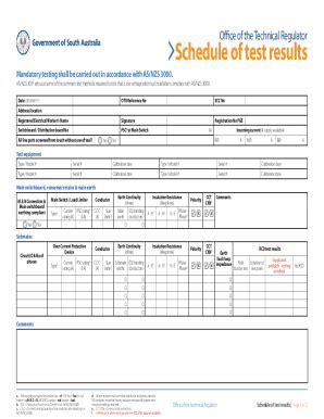 Fillable Online Schedule of test results. This form is to be used when ...