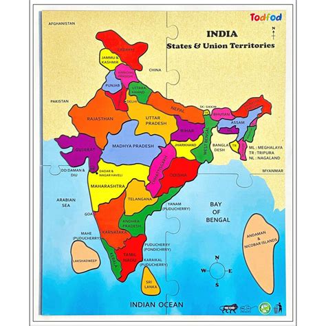 Buy Wooden India Map States Jigsaw Puzzles | Educational Board (6-10 ...