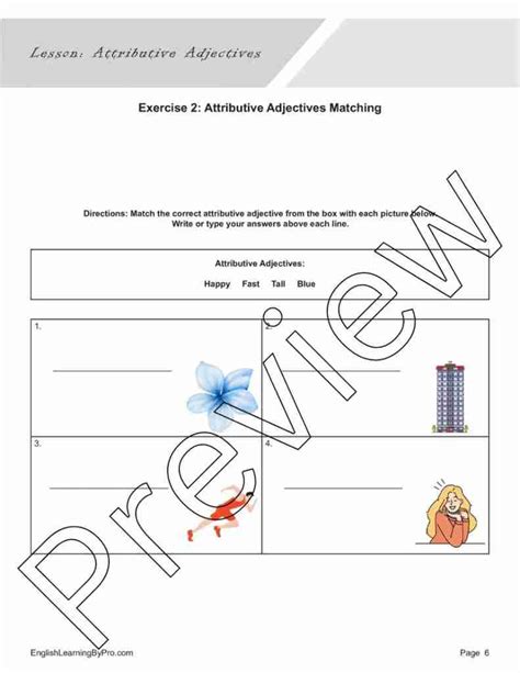 Image result for Attributive Adjectives Worksheet