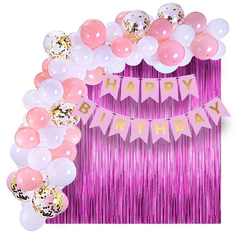 Pop The Party Pink Birthday Banner Party Decorations Kit Gold Confetti ...
