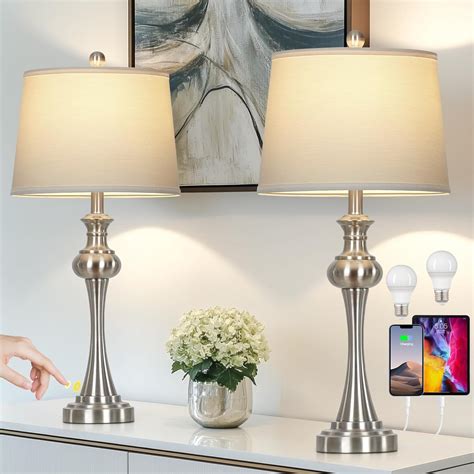 28.75"Silver Table Lamps Set of 2, 3 Way Touch Control Living Room ...