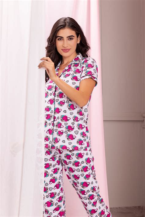 Pure cotton classic Collar Night suit - Private Lives