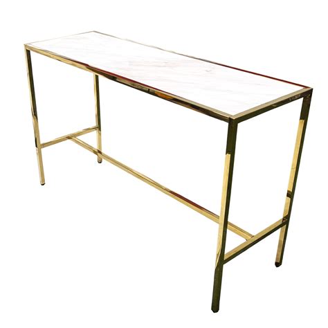 The Cocktail Table – Rectangle Gold with Marble Top - Celebrate Event Hire
