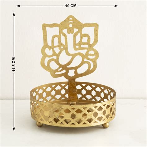 Divine Stencil Ganesha Candle Holder | Gold