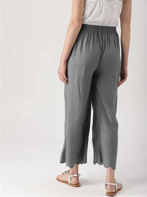 Buy Grey Solid Rayon Palazzos - PL417-XL | Libas Ethnic Wear Online