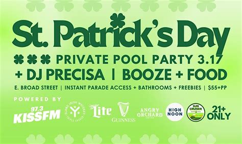 St. Patricks Day Parade Pool Party, Kimpton Brice Hotel, Savannah, 17 ...