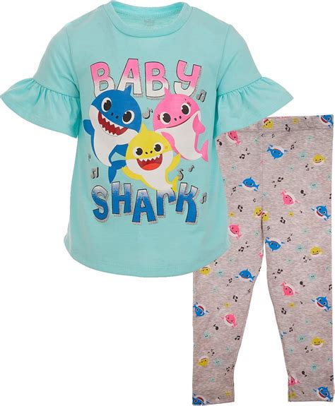 Buy Pinkfong Baby Shark Daddy and Mommy Shark Girls Crossover Graphic T ...