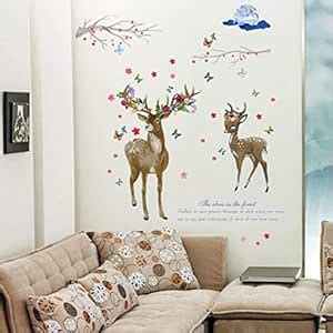 Buy Gadgets Wrap Vinyl Cartoon Flower Animal Butterfly Deer Wall ...