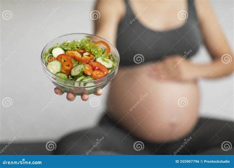 Pregnancy Nutrition. Unrecognizable Pregnant Woman Holding Bowl with ...