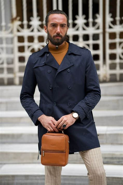 Dark Blue Trench Coat for Men | Stylish Fall - Winter Outerwear – HolloMen