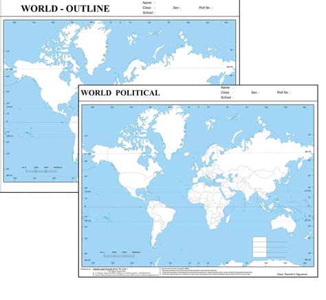 World Political And World Physical Each 100 Nos Outline Map ...