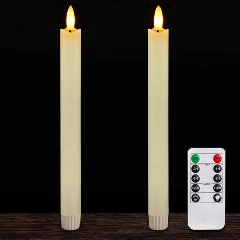 4Pcs Real Wax Made Flameless Taper Candles with Remote and Timer, 9.6 ...