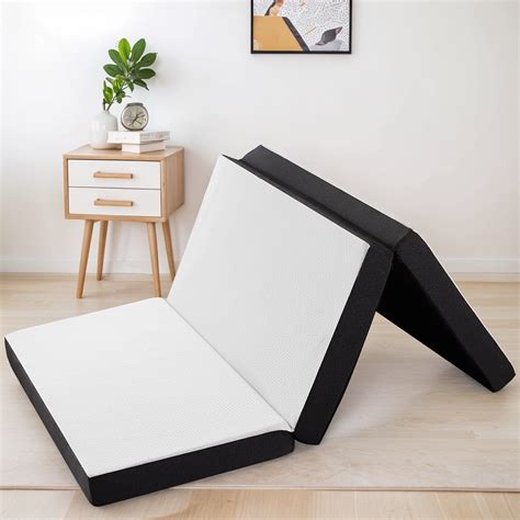 IULULU 4-inch Bamboo TriFold Portable Bed: Foldable Memory Foam ...