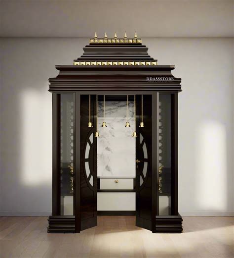 Sri Swaminarayan Solid Wood Pooja Room with Gopuram | DDSRM05 | D'DASS ...