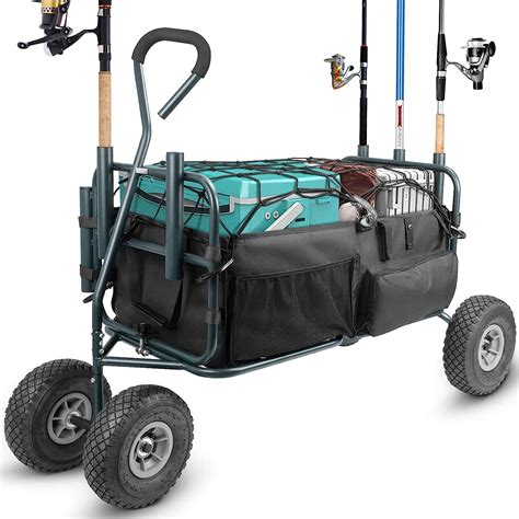 Beach Fishing Wagon Cart with Big Rolling Wheels and Rod Holders ...