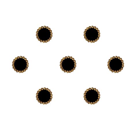 Comet Busters Black Round Velvet Bindi With Gold Stone Border (10mm)(B