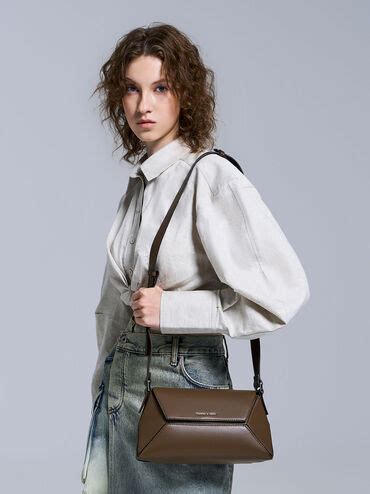 Dark Brown Nasrin Geometric Shoulder Bag - Dark Brown - CHARLES & KEITH IN