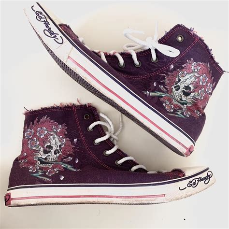 Fabulous purple converse style Ed Hardy shoes. Love... - Depop