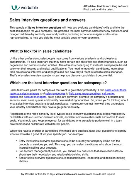 Interviewing Questions For Sales