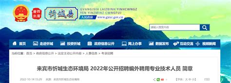 2022年广西来宾市忻城生态环境局招聘编外聘用专业技术人员公告