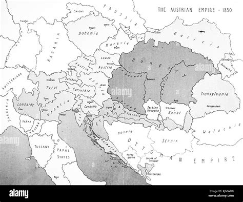 Map of the Austrian (Austro-Hungarian), Empire. 1850 Stock Photo - Alamy