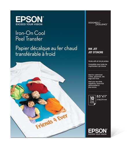 Epson Iron-On Cool Peel Inkjet Transfer Paper 8.5x11/10 sheets ...