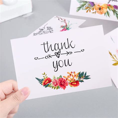 Buy 12 Pack Floral Thank You Cards, 6 Style Flower Design Thank You ...
