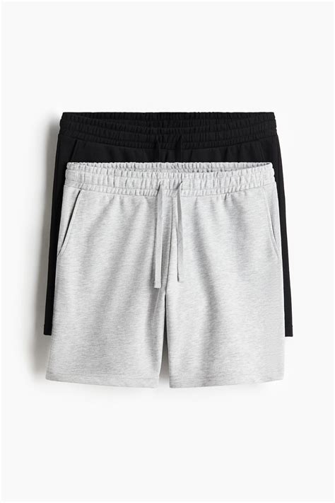 2-pack Regular Fit sweatshorts - Black/Grey marl - Men | H&M IN