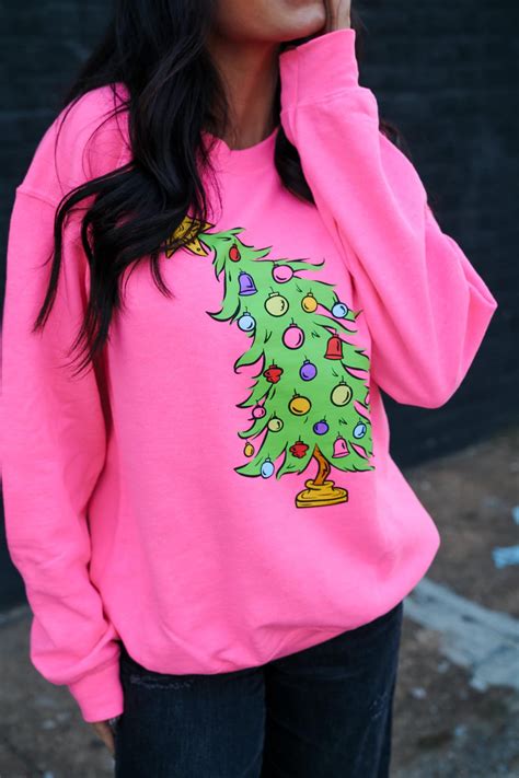 Who Christmas Tree Pullover Sweatshirt in 2024 | Hot pink sweatshirt ...