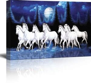 Keyo Vastu Nano White 7 Horse Running 3D . Digital Reprint 15 inch x 22 ...