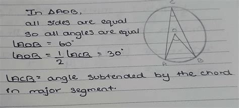 If a chord of a circle is equal to its radius, then the angle subtended ...