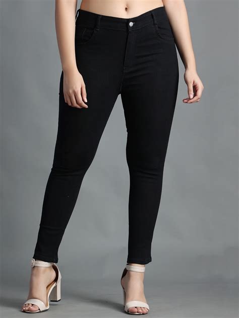 Buy POMPOUS Women Black Slim Fit High Rise Stretchable Jeans - Jeans ...
