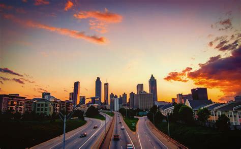 Atlanta Skyline With Sunset-bathed Sky Wallpaper | WallpapersOK