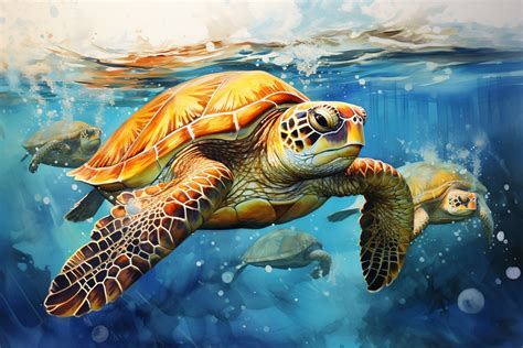 Sea Turtle Watercolor Art Free Stock Photo - Public Domain Pictures