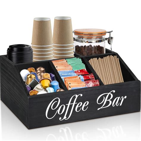 ugiftt Coffee Station Organizer for Counter, Wood Coffee Pods Holder ...