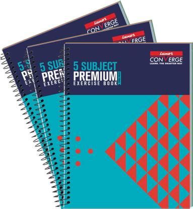 LUXOR 5 Subject Spiral Premium Exercise Notebook, Single Ruled A4 ...