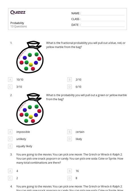 50+ Probability worksheets on Quizizz | Free & Printable