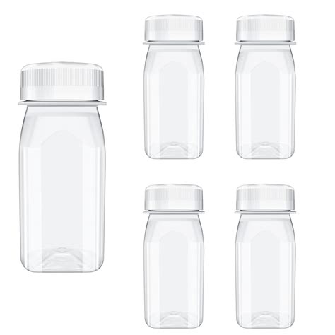 Buy XYSMZM 5 Pack 4 Ounce Clear Plastic Juice Bottles with White Tamper ...