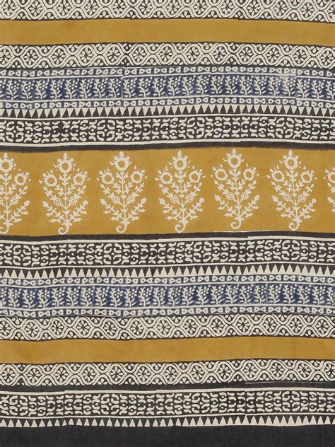 Beige Black Pure Cotton Hand Block Printed Dabu Saree – Kalakari India