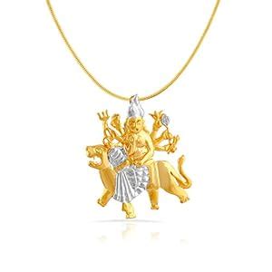 Mahi Gold and Rhodium Plated Maa Durga Pendant with CZ for Women ...