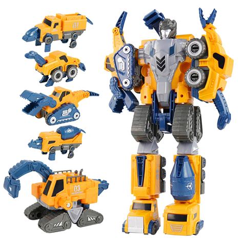 Anjetan Vehicle Transformer 5 in 1 Robot Assembly Toy Robot STEM ...