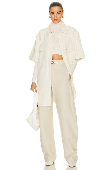 Lemaire Short Sleeve Denim Shirt in Misty Ivory | FWRD