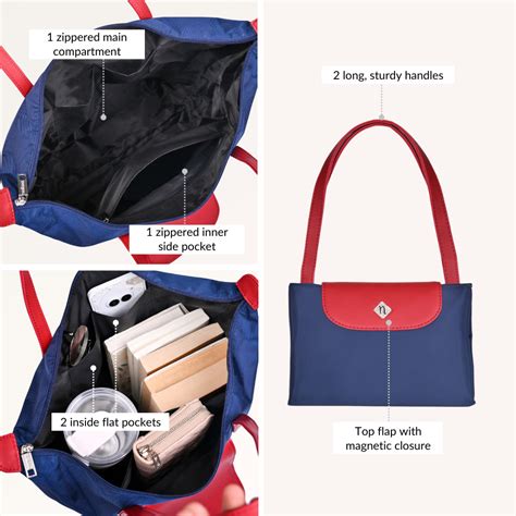 Origami Foldable Shoulder Tote Bag Navy Blue Online - Premium Tote Bag ...