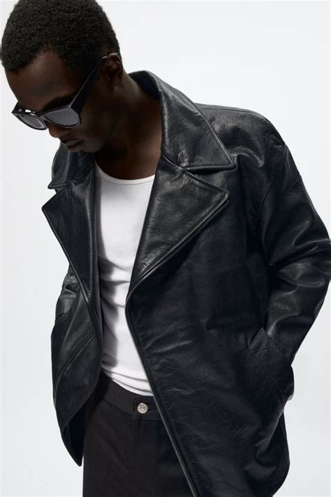 Zara оригинал новая мужская косуха кожанка куртка из натуральной КОЖИ ...