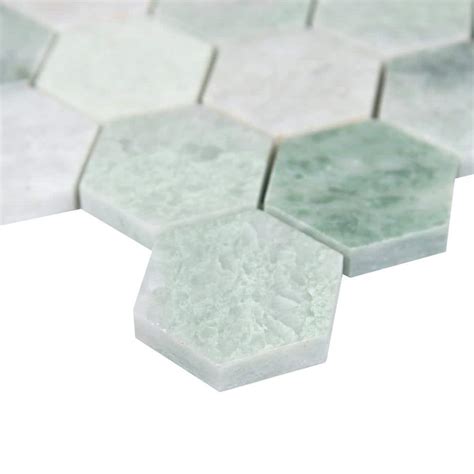 Buy Icelandic Green Hexagon 12 in. x 11.81 in. x 10 mm Polished Marble ...