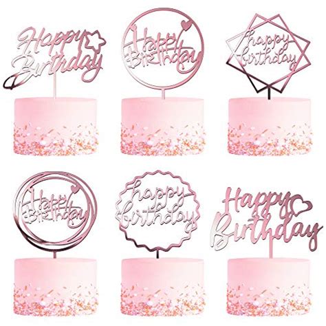 4 Pack Happy Birthday Cake Topper, Acrylic Cake Topper Birthday Cupcake ...