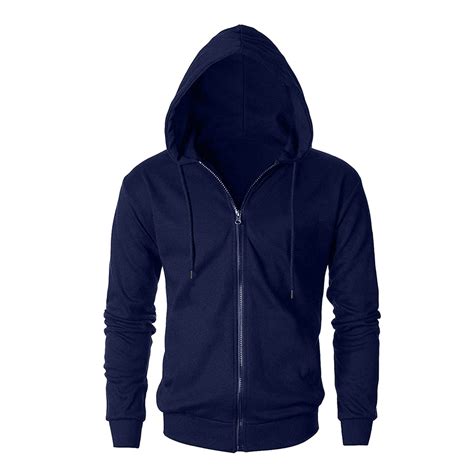 Solid Navy Blue Zipper Jacket Hoodies Sweatshirt For Men By LazyChunks ...