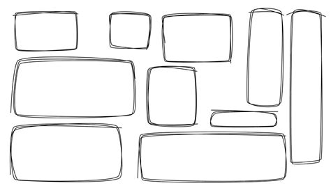 Free hand drawn rectangle frames set one line square set doodle frame ...