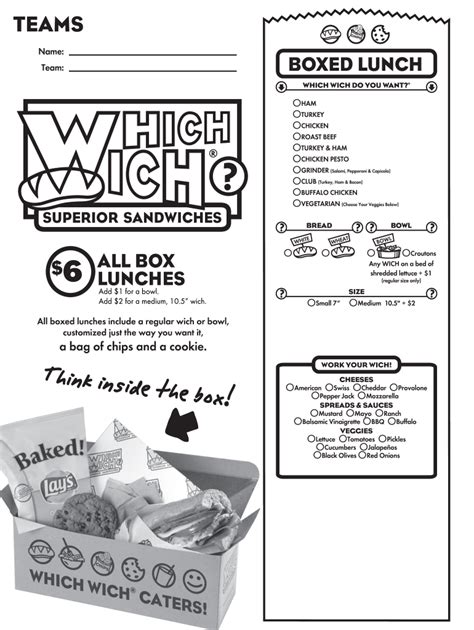 Which Wich Boxed Lunch - Blank Fillable Template | Fill Out, Print ...