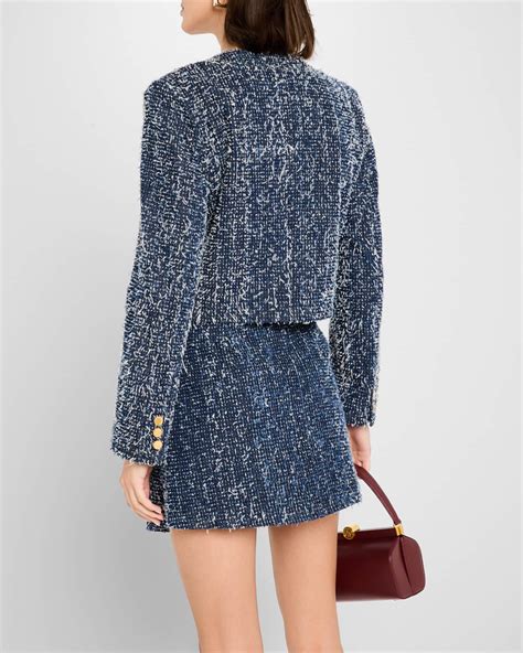 FRAME Tailored Denim Boucle Jacket | Neiman Marcus
